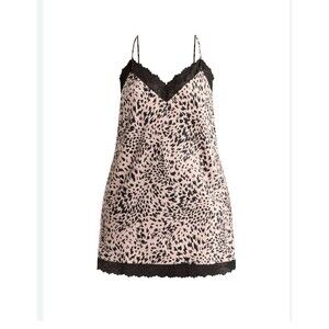 JOYSPUN Sexy Chemise Pink Leopard Lace Accent Lingerie Women's Plus 22W-24W